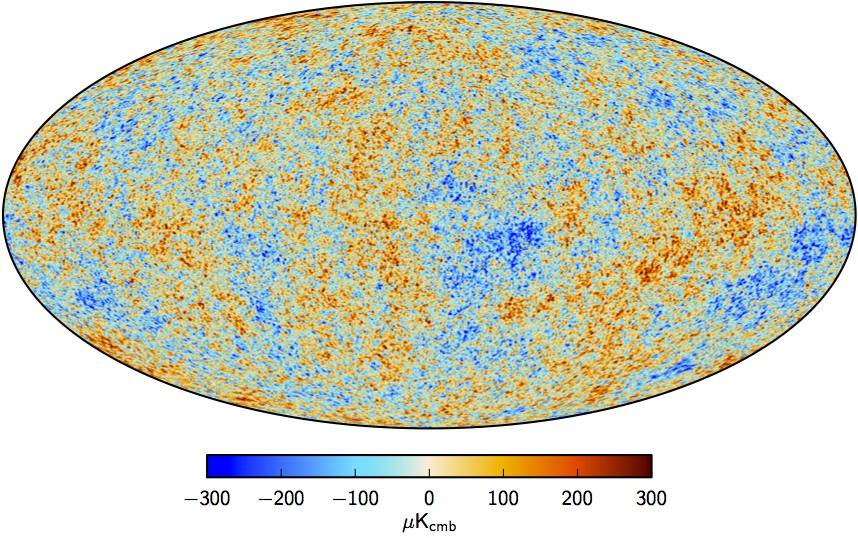 Map of the cosmic microwave background from the Planck satellite